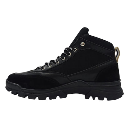 Black - Side - Firetrap Mens Jason Leather Hiking Boots