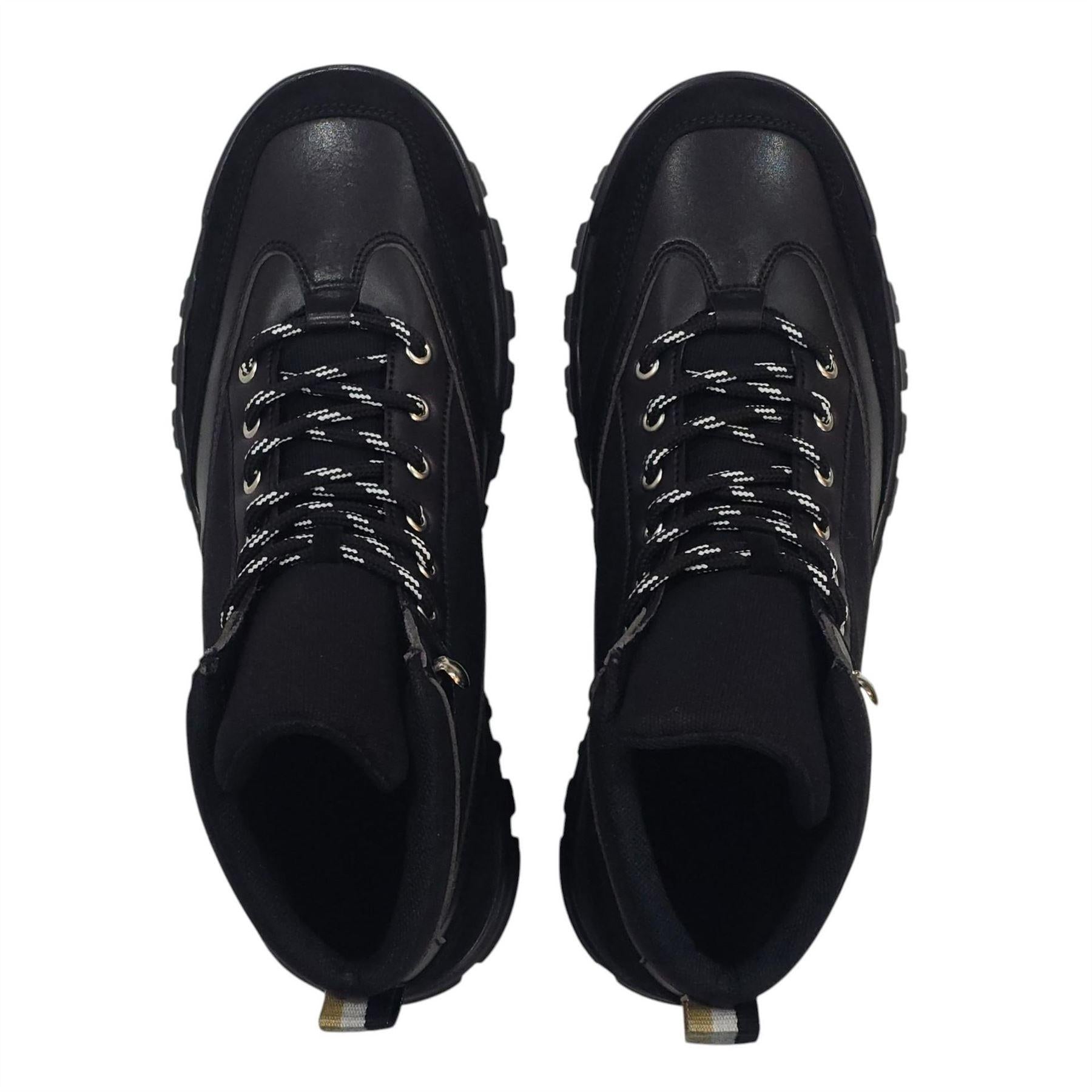 Black - Pack Shot - Firetrap Mens Jason Leather Hiking Boots
