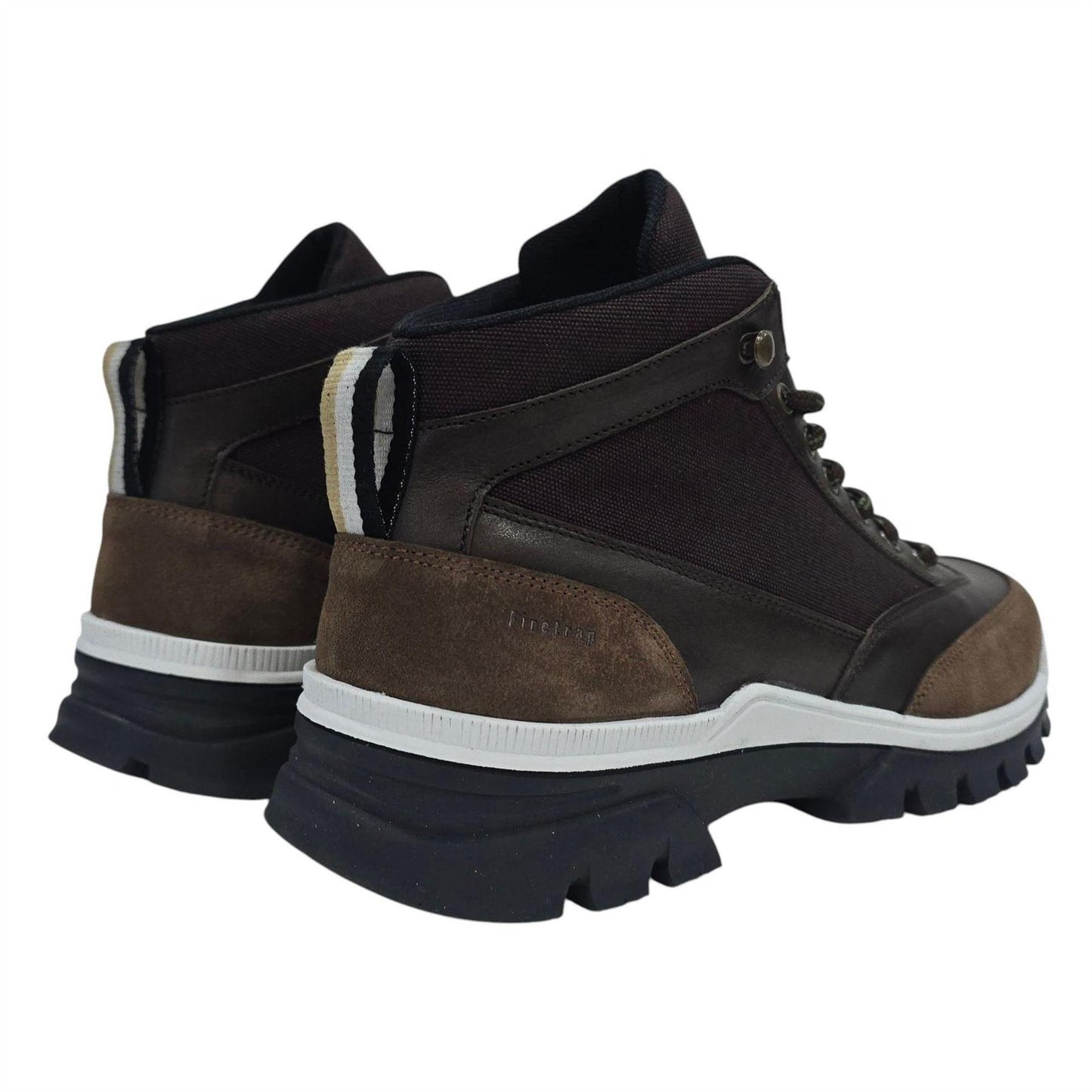 Brown - Back - Firetrap Mens Jason Leather Hiking Boots