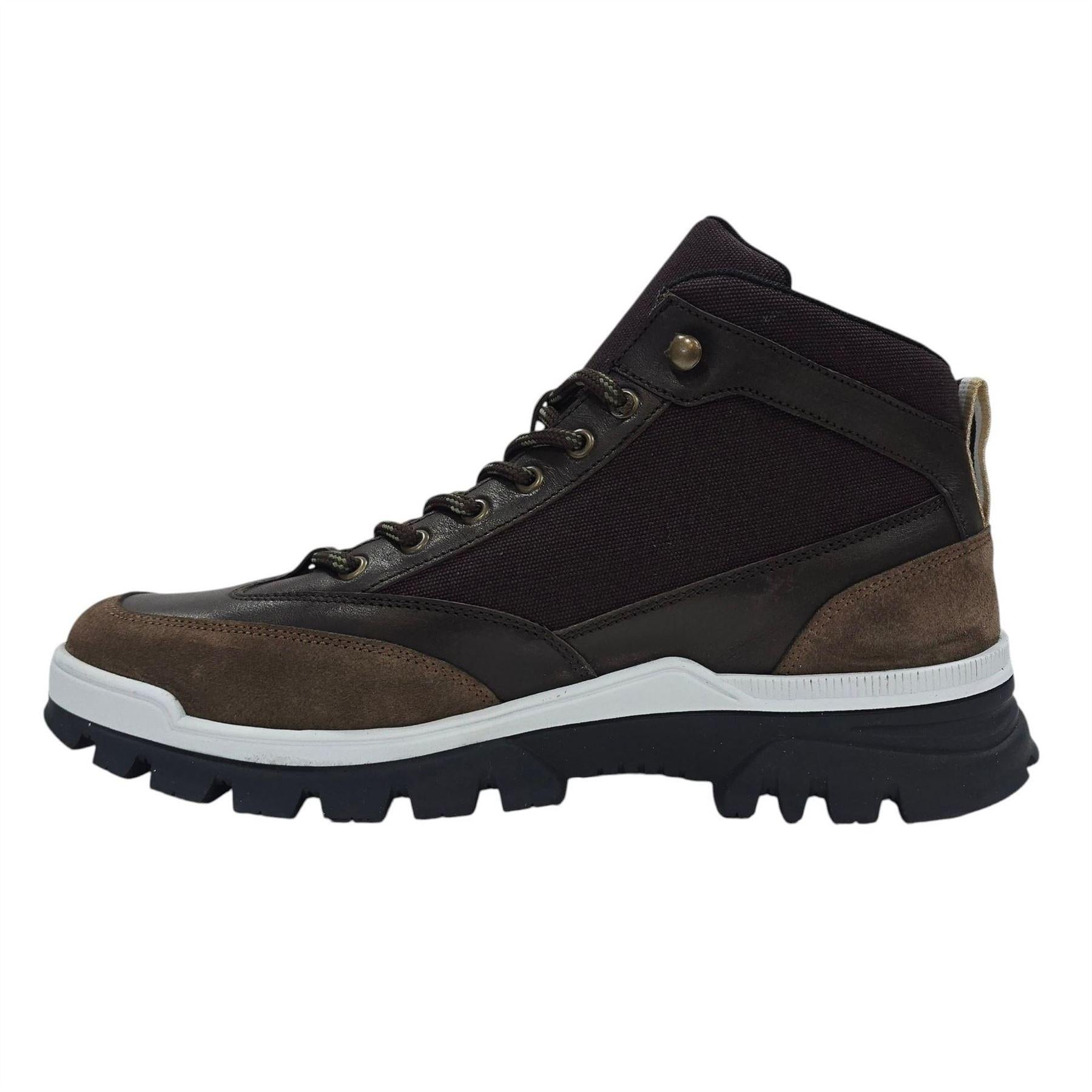 Brown - Side - Firetrap Mens Jason Leather Hiking Boots