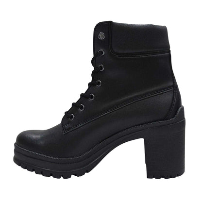 Black - Side - Jack Wills Womens-Ladies Fada Leather High Heel Ankle Boots