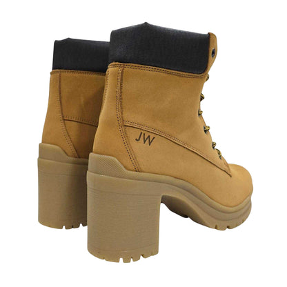 Honey - Back - Jack Wills Womens-Ladies Fada Leather High Heel Ankle Boots