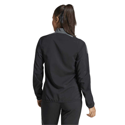 Black-Dark Grey - Back - Adidas Womens-Ladies Tiro 24 3 Stripes Raglan Long-Sleeved Track Jacket
