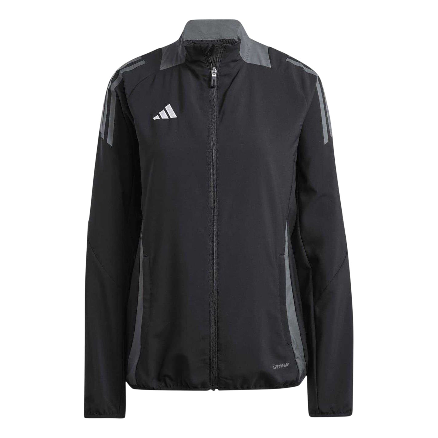 Black-Dark Grey - Front - Adidas Womens-Ladies Tiro 24 3 Stripes Raglan Long-Sleeved Track Jacket