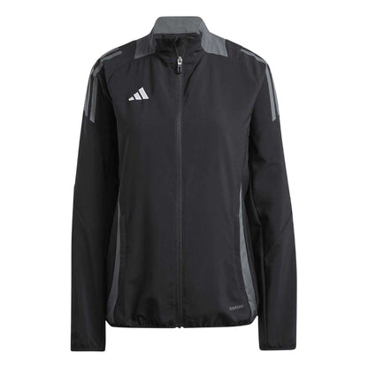 Black-Dark Grey - Front - Adidas Womens-Ladies Tiro 24 3 Stripes Raglan Long-Sleeved Track Jacket