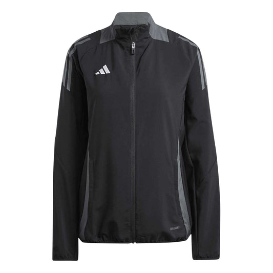 Black-Dark Grey - Front - Adidas Womens-Ladies Tiro 24 3 Stripes Raglan Long-Sleeved Track Jacket