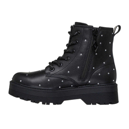 Black - Back - Skechers Girls Rhinestone Platform Ankle Boots