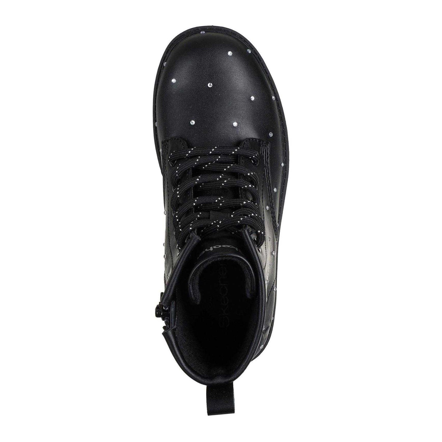 Black - Side - Skechers Girls Rhinestone Platform Ankle Boots