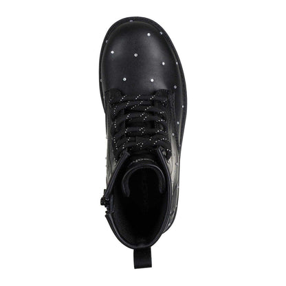 Black - Side - Skechers Girls Rhinestone Platform Ankle Boots