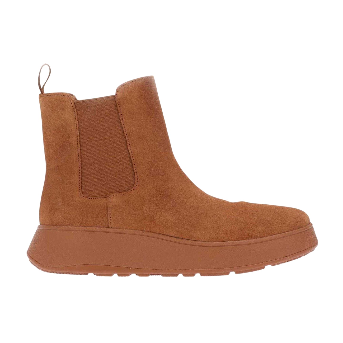Tan - Side - Fit Flop Womens-Ladies F-Mode Suede Flatform Chelsea Boots