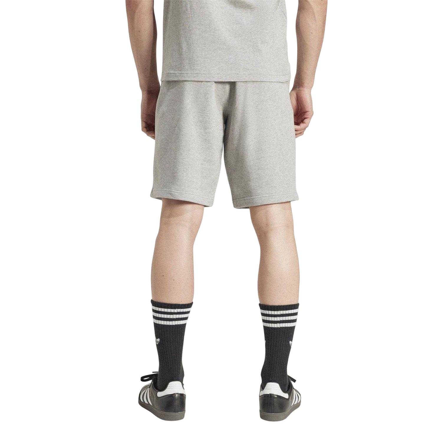 Medium Heather Grey - Back - Adidas Mens Essentials Trefoil Shorts