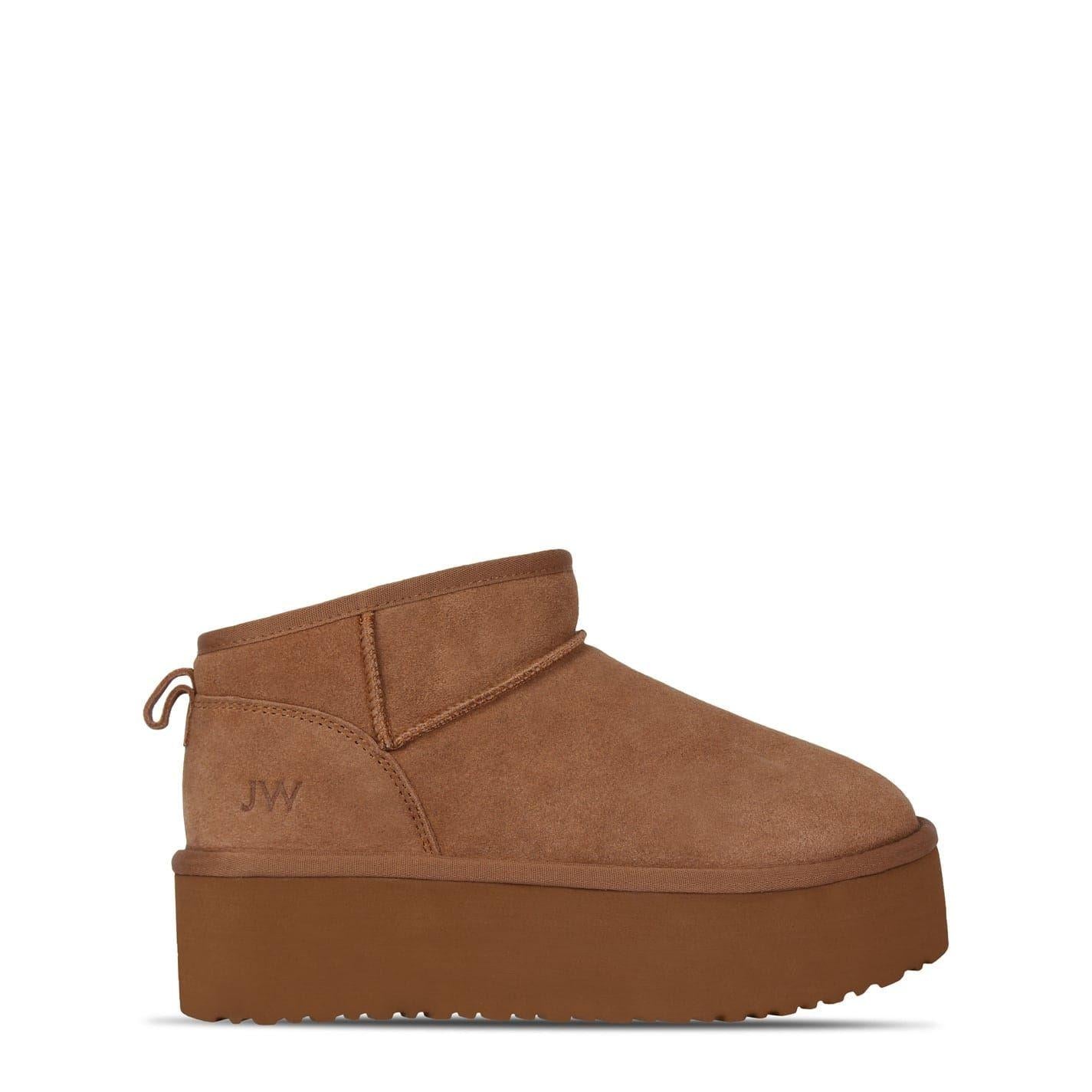 Tan - Front - Jack Wills Womens-Ladies Suede Platform Ankle Boots
