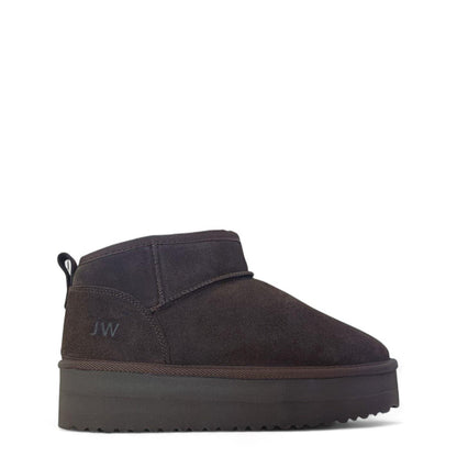 Chocolate - Front - Jack Wills Womens-Ladies Suede Platform Ankle Boots