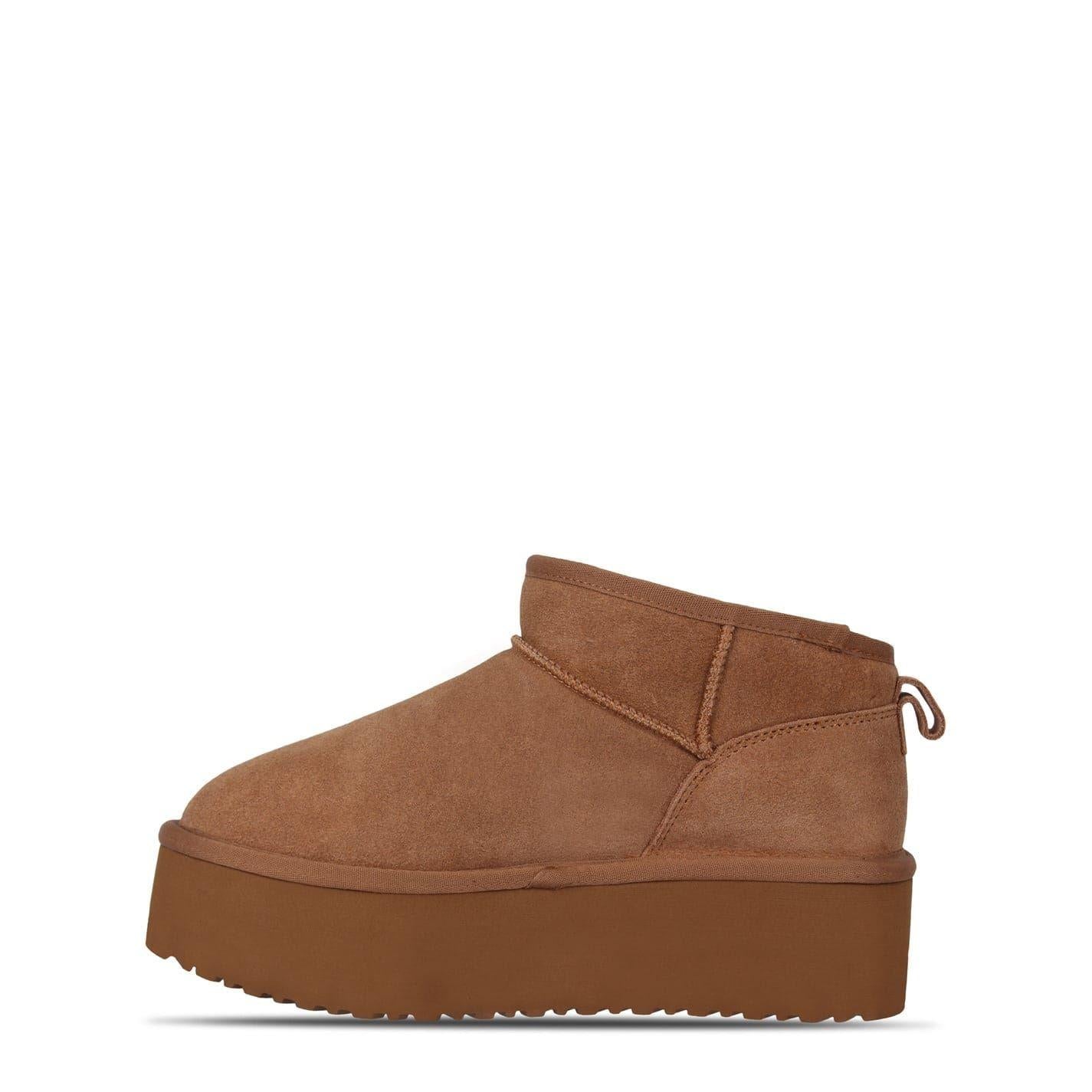 Tan - Back - Jack Wills Womens-Ladies Suede Platform Ankle Boots