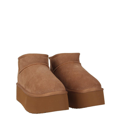 Tan - Side - Jack Wills Womens-Ladies Suede Platform Ankle Boots