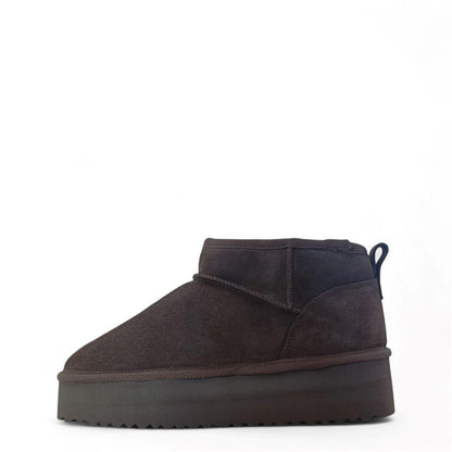 Chocolate - Back - Jack Wills Womens-Ladies Suede Platform Ankle Boots