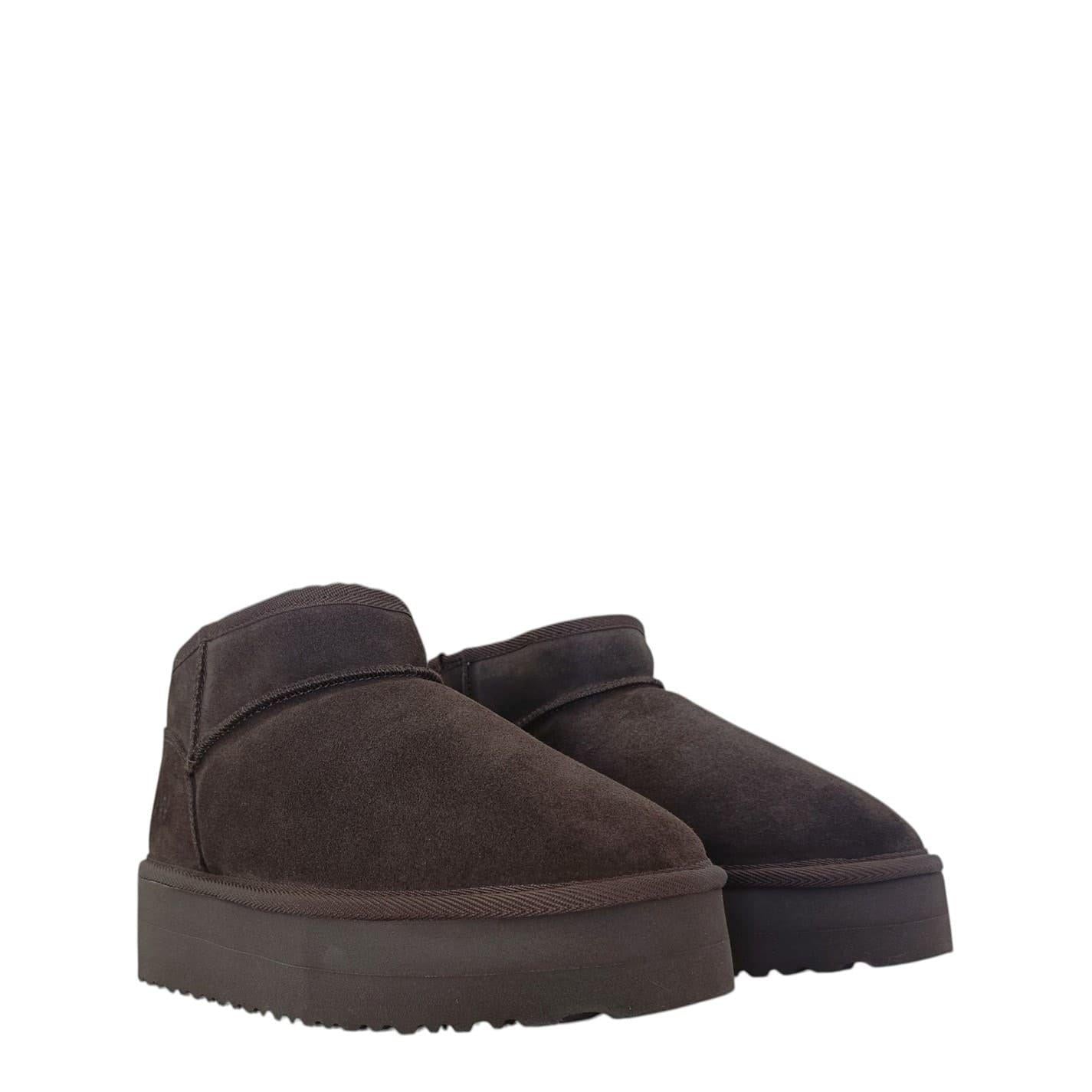 Chocolate - Side - Jack Wills Womens-Ladies Suede Platform Ankle Boots