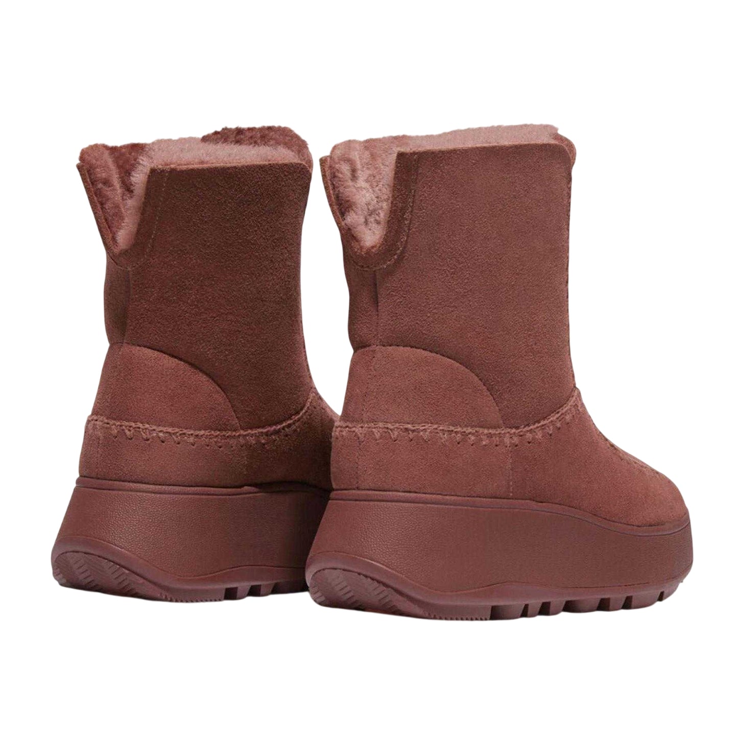 Brown - Back - Fit Flop Womens-Ladies F-Mode Suede Flatform Winter Boots
