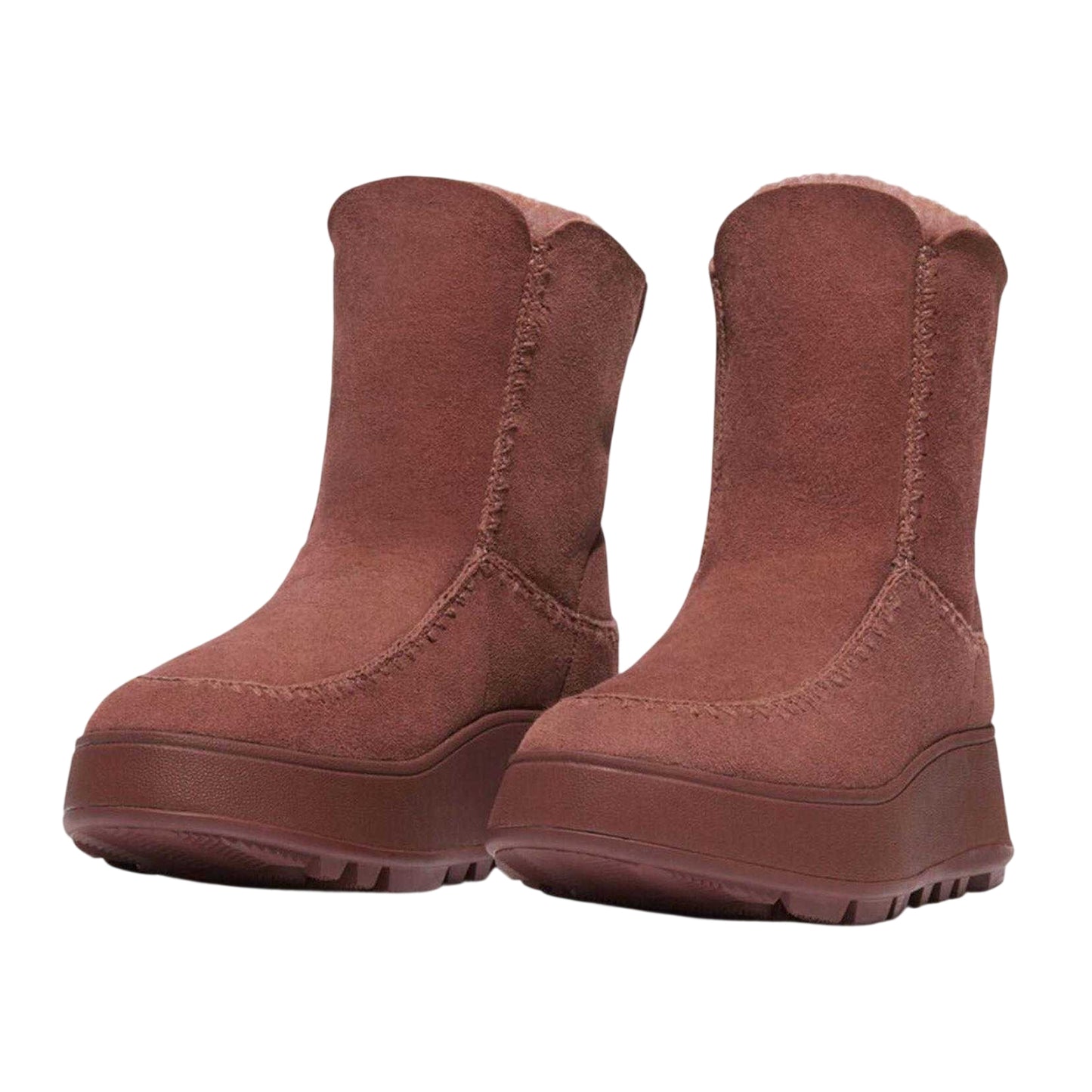 Brown - Side - Fit Flop Womens-Ladies F-Mode Suede Flatform Winter Boots