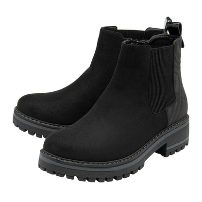 Black - Side - Lotus Shoes Womens-Ladies Prescott Suede Chelsea Boots