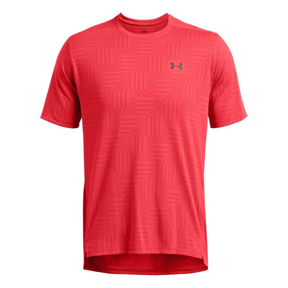 Red - Side - Under Armour Mens Tech Geotessa Vent T-Shirt