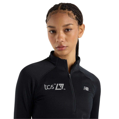Black - Back - New Balance Womens-Ladies Lettering Athletic Running Top