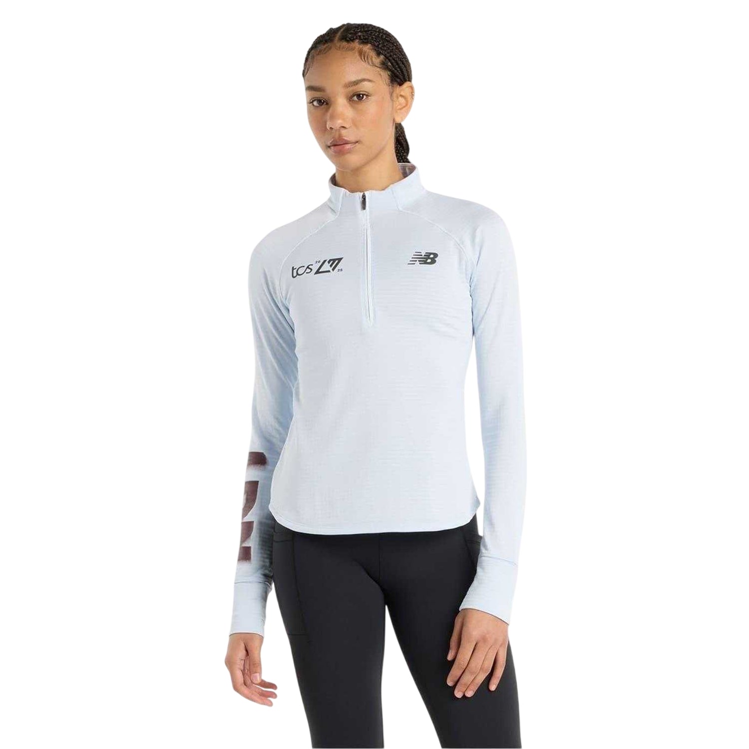 Light Blue - Side - New Balance Womens-Ladies Lettering Athletic Running Top