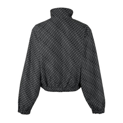 Black - Back - Lacoste Womens-Ladies All Over Logo Track Jacket