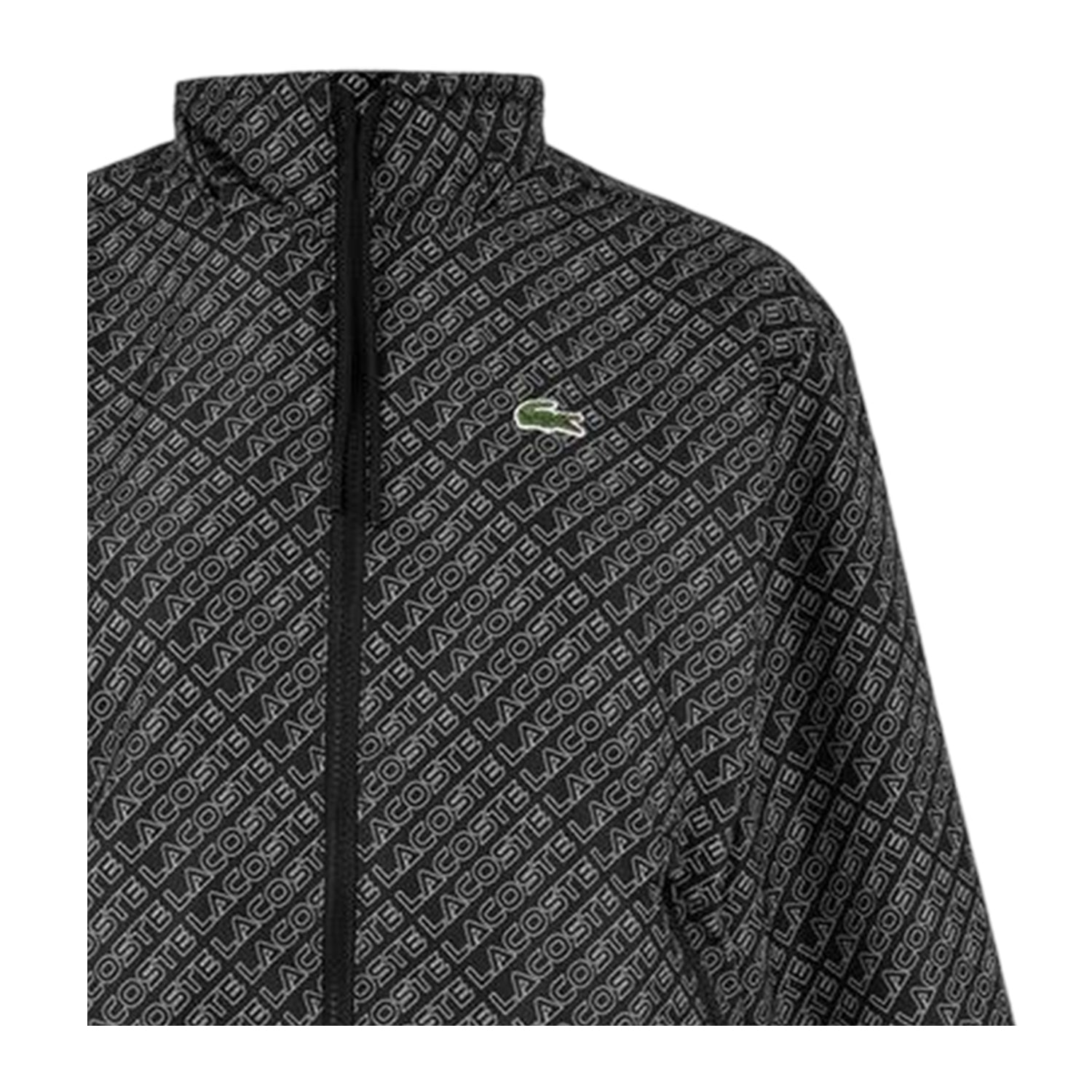 Black - Side - Lacoste Womens-Ladies All Over Logo Track Jacket