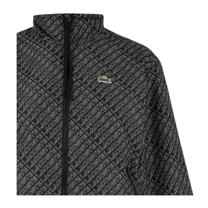 Black - Side - Lacoste Womens-Ladies All Over Logo Track Jacket
