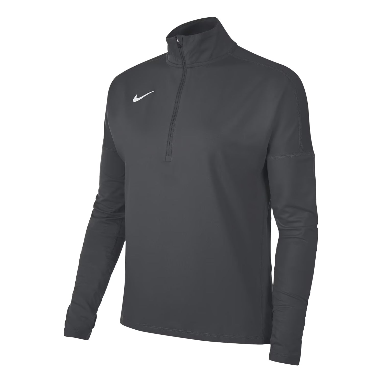 Anthracite - Side - Nike Womens-Ladies Funnel Neck Regular Long-Sleeved Top