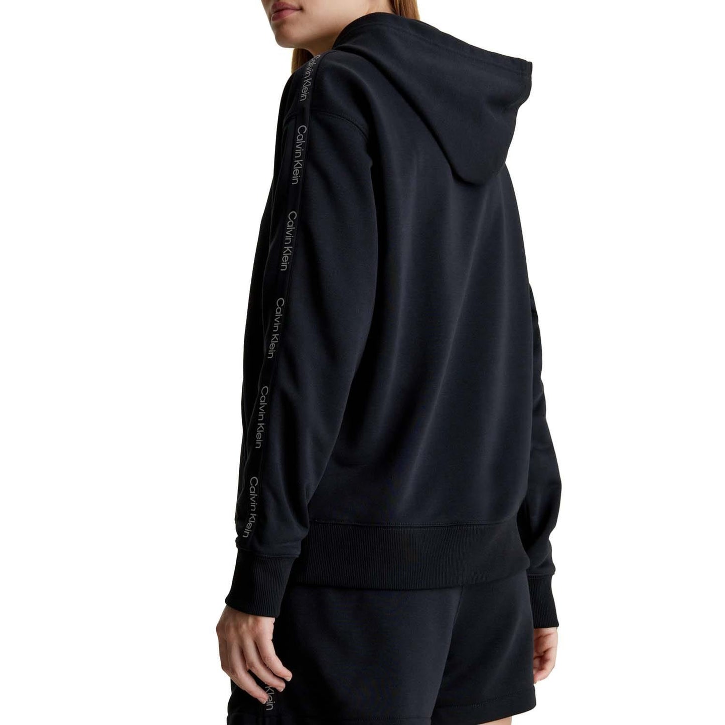Black - Back - Calvin Klein Womens-Ladies Logo Sport Hoodie