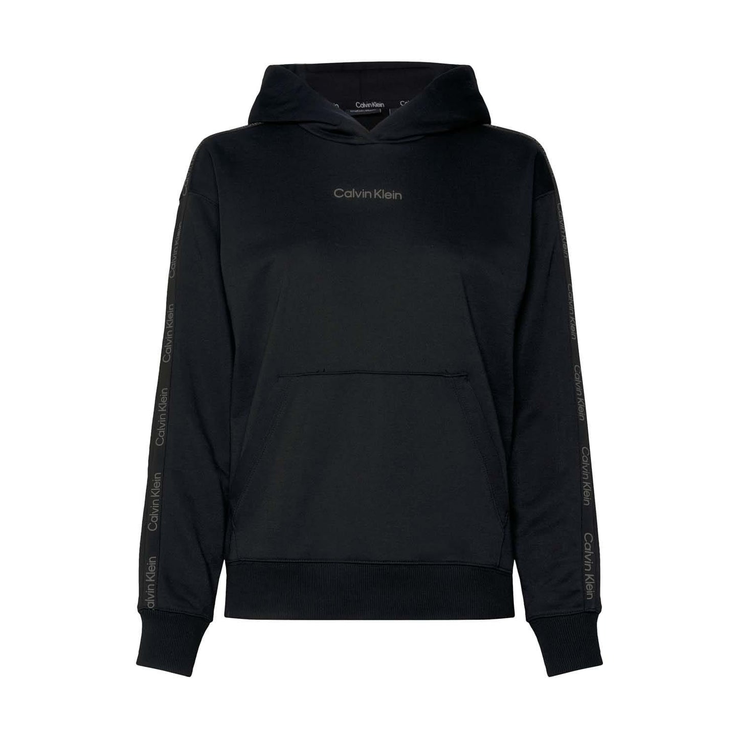 Black - Front - Calvin Klein Womens-Ladies Logo Sport Hoodie
