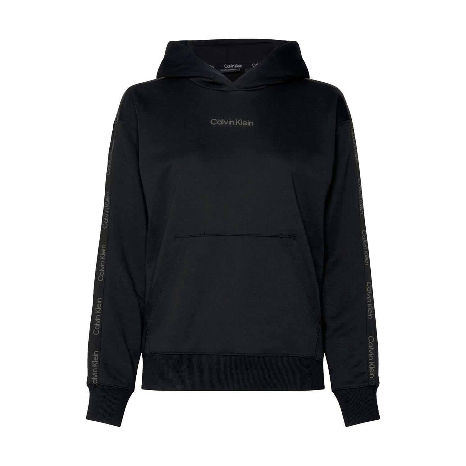 Black - Front - Calvin Klein Womens-Ladies Logo Sport Hoodie
