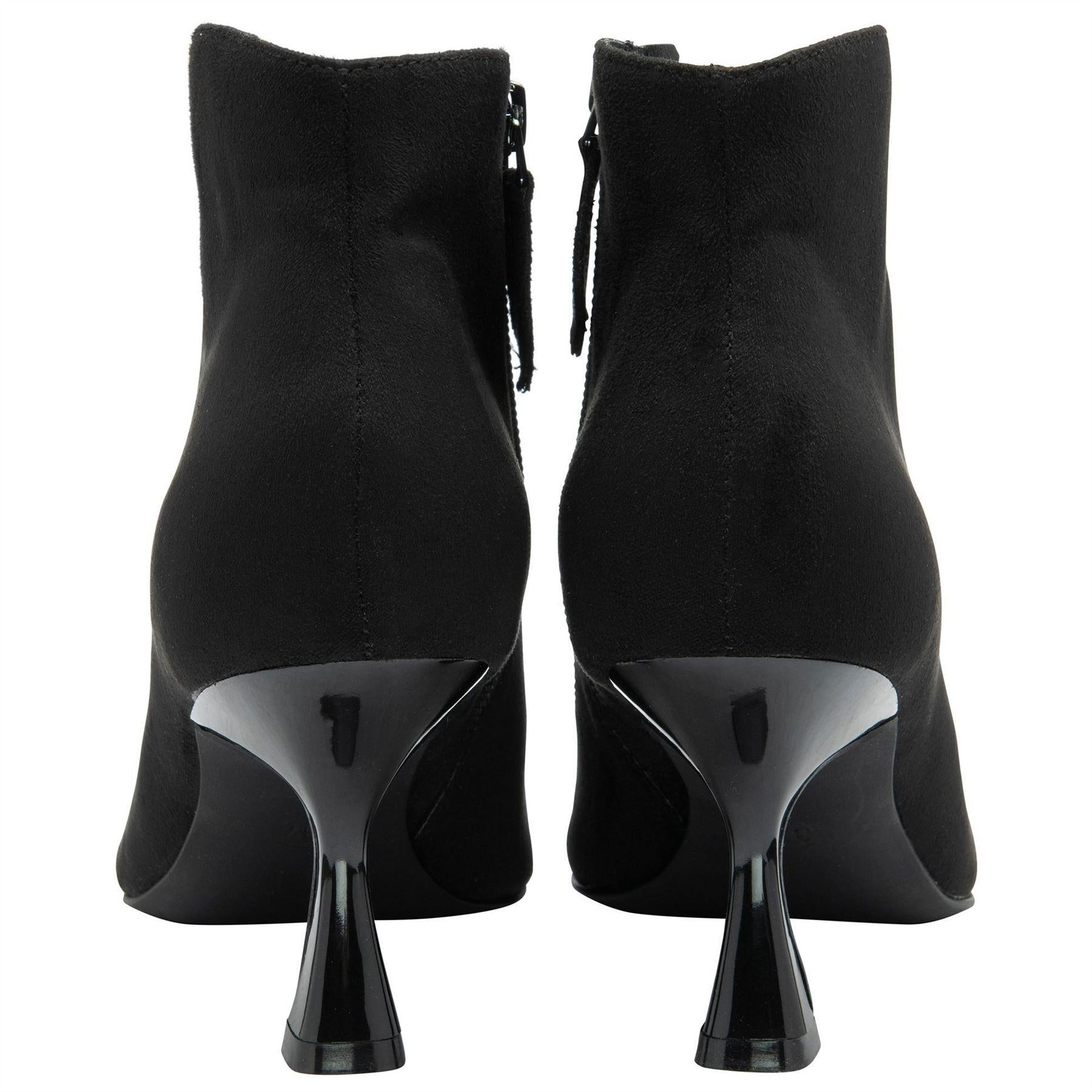 Black - Back - Lotus Shoes Womens-Ladies Amelia Faux Suede Kitten Heel Ankle Boots