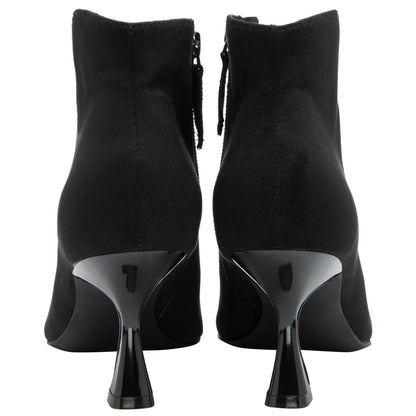 Black - Back - Lotus Shoes Womens-Ladies Amelia Faux Suede Kitten Heel Ankle Boots