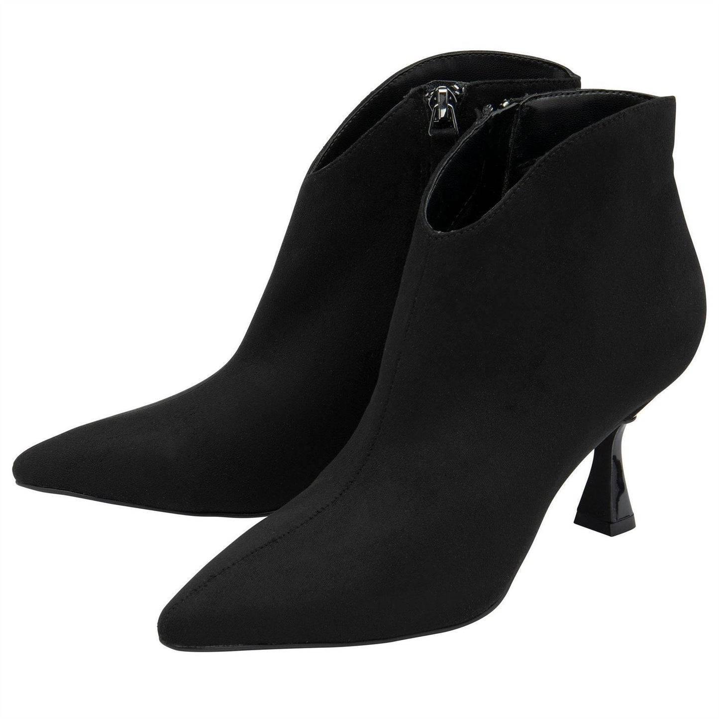 Black - Side - Lotus Shoes Womens-Ladies Amelia Faux Suede Kitten Heel Ankle Boots