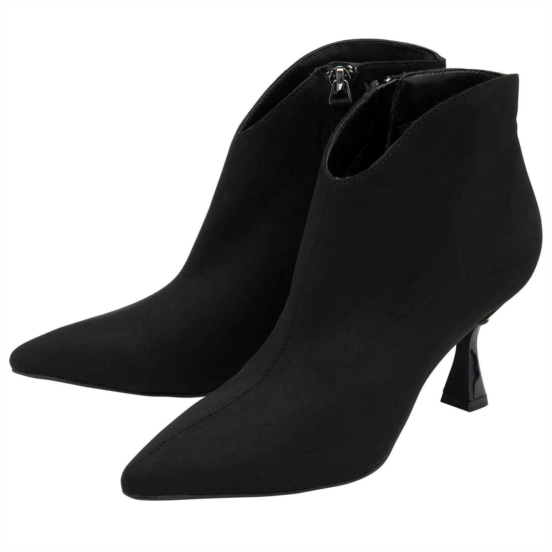 Black - Side - Lotus Shoes Womens-Ladies Amelia Faux Suede Kitten Heel Ankle Boots