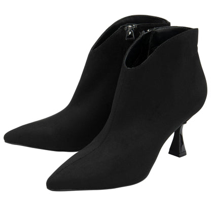 Black - Side - Lotus Shoes Womens-Ladies Amelia Faux Suede Kitten Heel Ankle Boots