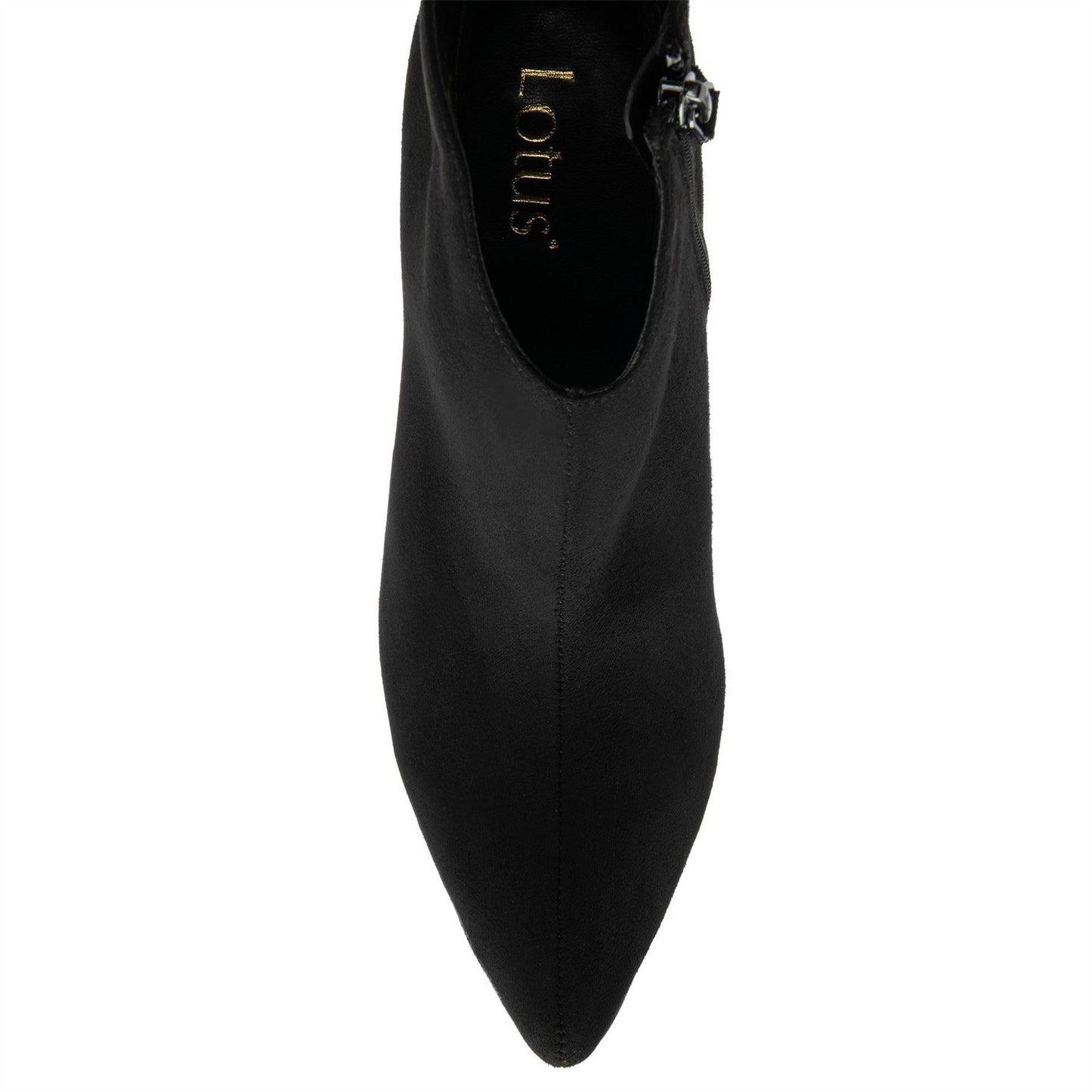 Black - Pack Shot - Lotus Shoes Womens-Ladies Amelia Faux Suede Kitten Heel Ankle Boots