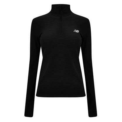 Black - Front - New Balance Womens-Ladies Quarter Zip Fitted Running Top