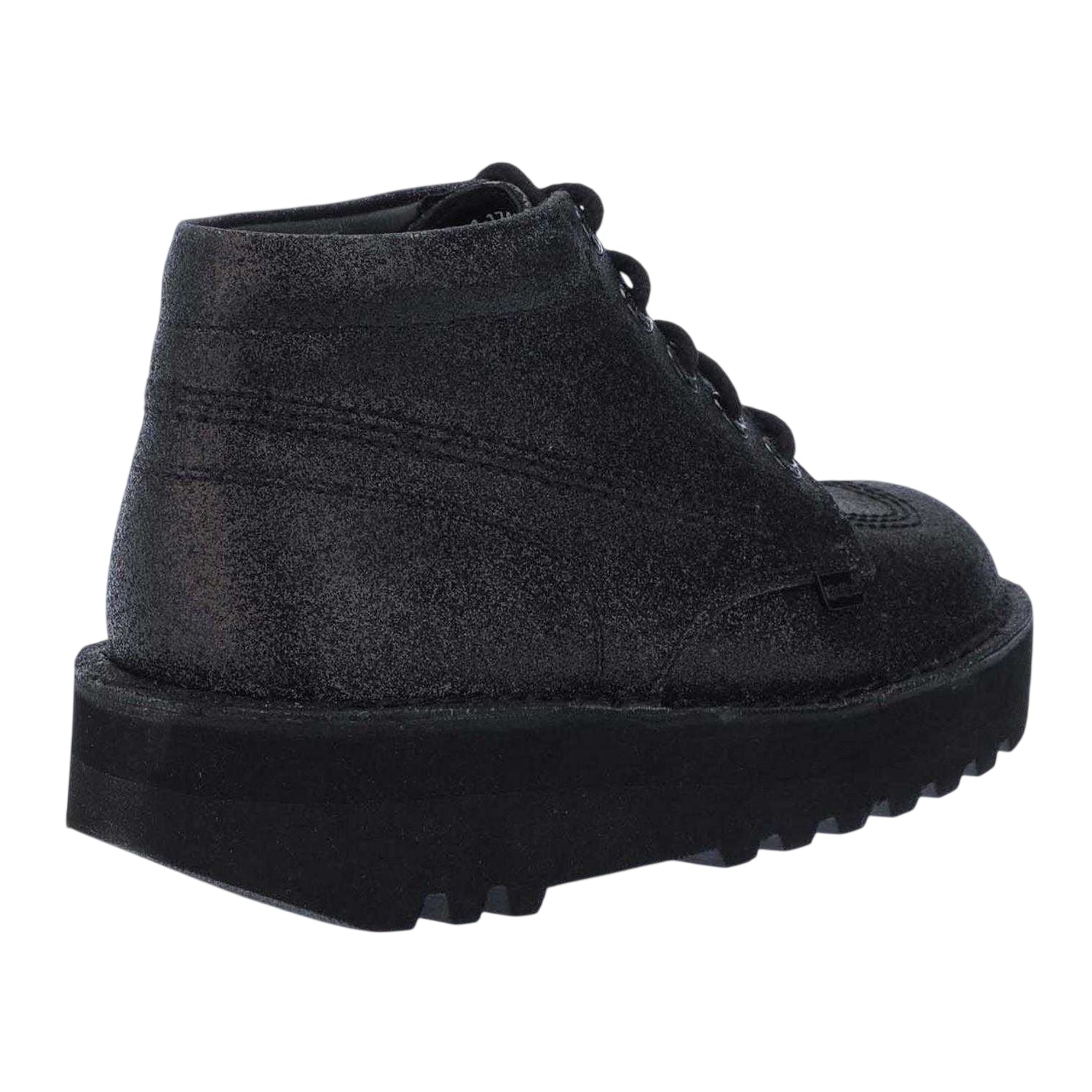 Black - Back - Kickers Womens-Ladies Hi Stack Glitter Leather Boots