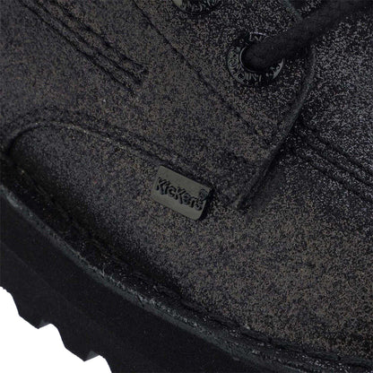 Black - Pack Shot - Kickers Womens-Ladies Hi Stack Glitter Leather Boots