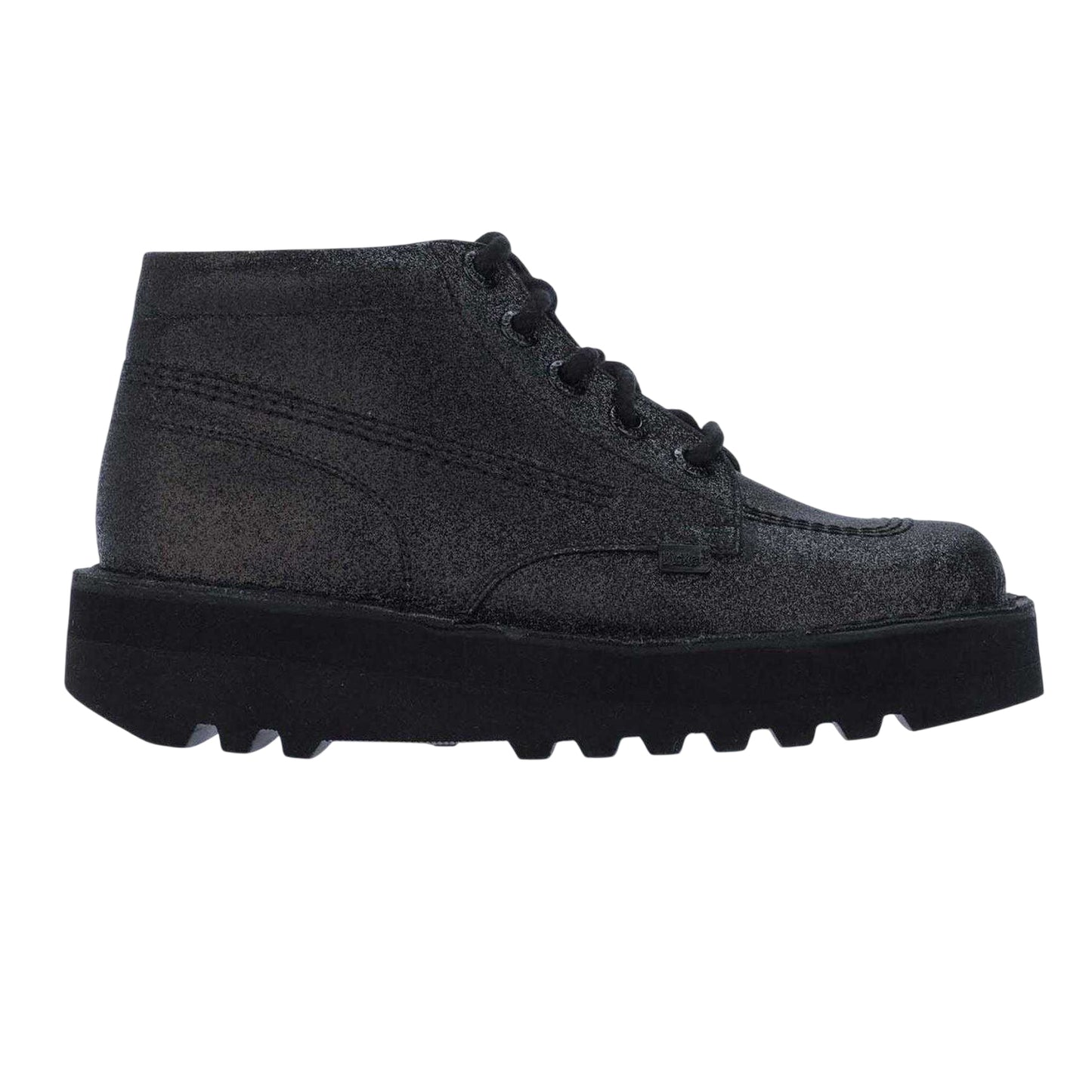 Black - Front - Kickers Womens-Ladies Hi Stack Glitter Leather Boots