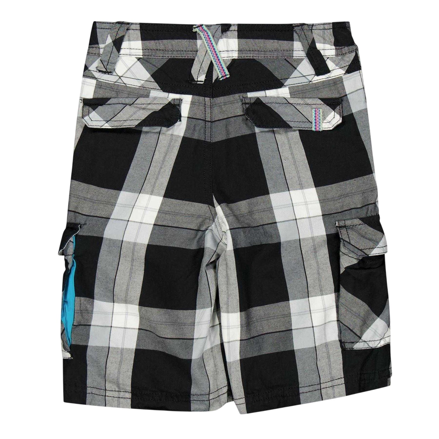 Black-White - Back - Puma Childrens-Kids Checked Beach Shorts