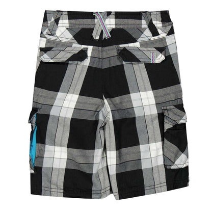 Black-White - Back - Puma Childrens-Kids Checked Beach Shorts