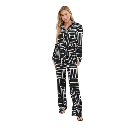 Monochrome - Lifestyle - I Saw It First Womens-Ladies Graphic Print Crepe Long-Sleeved Co-ord Set