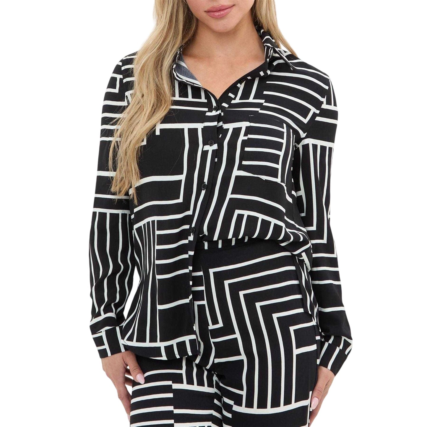 Monochrome - Front - I Saw It First Womens-Ladies Graphic Print Crepe Long-Sleeved Co-ord Set
