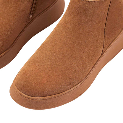 Tan - Pack Shot - FitFlop Womens-Ladies Mode Suede Flatform Ankle Boots