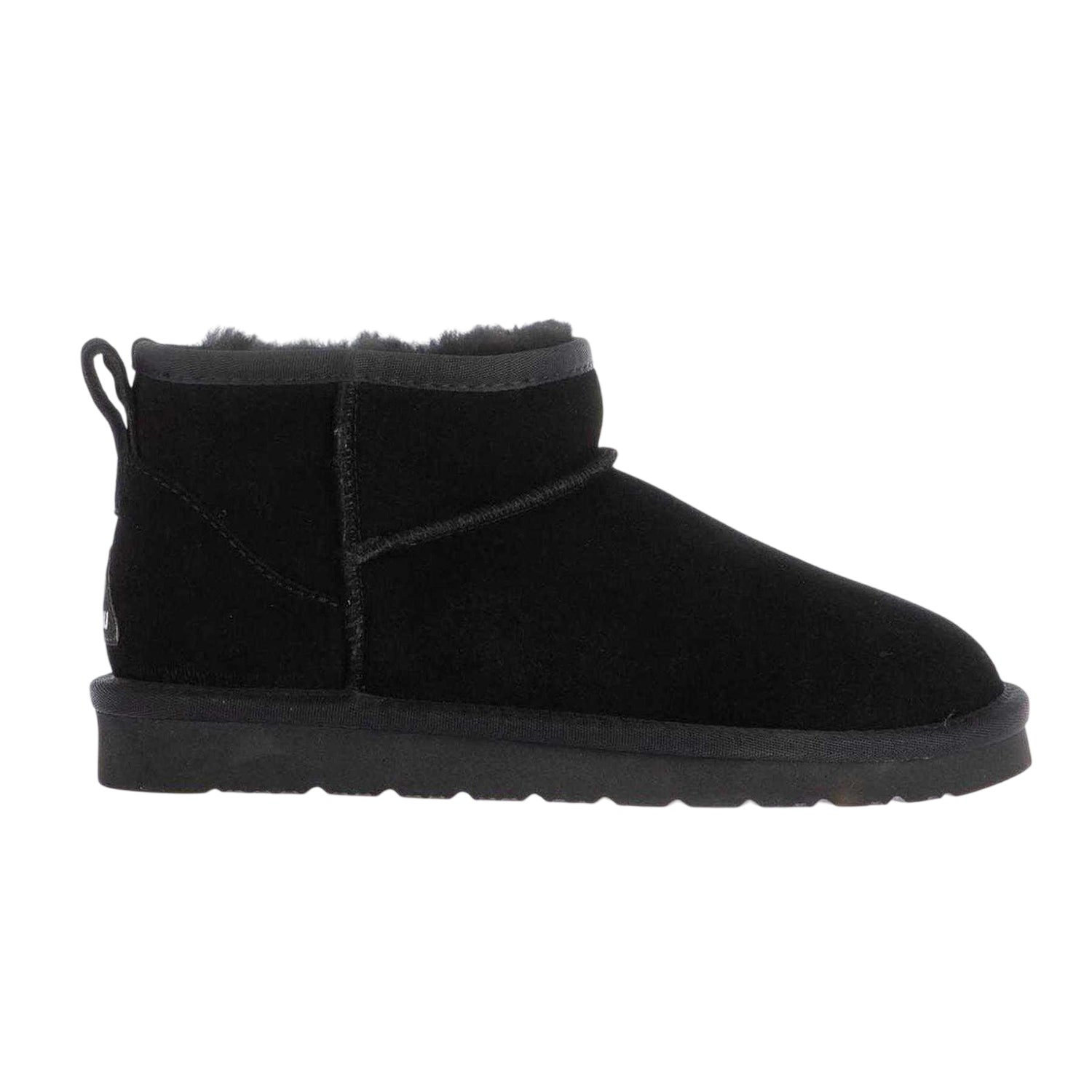 Black - Side - EverAu Womens-Ladies Finch Ultra Mini Classic Suede Ankle Boots